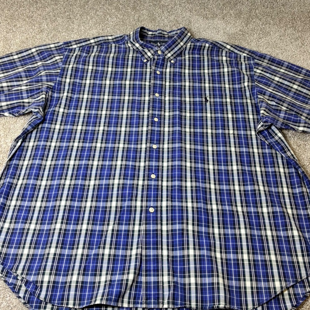 Ralph Lauren‎ Bartlett XXL Mens Plaid Short Sleeve Button Down Shirt Cotton - Picture 2 of 6